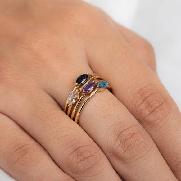 14K Gold Amethyst Stacking Ring