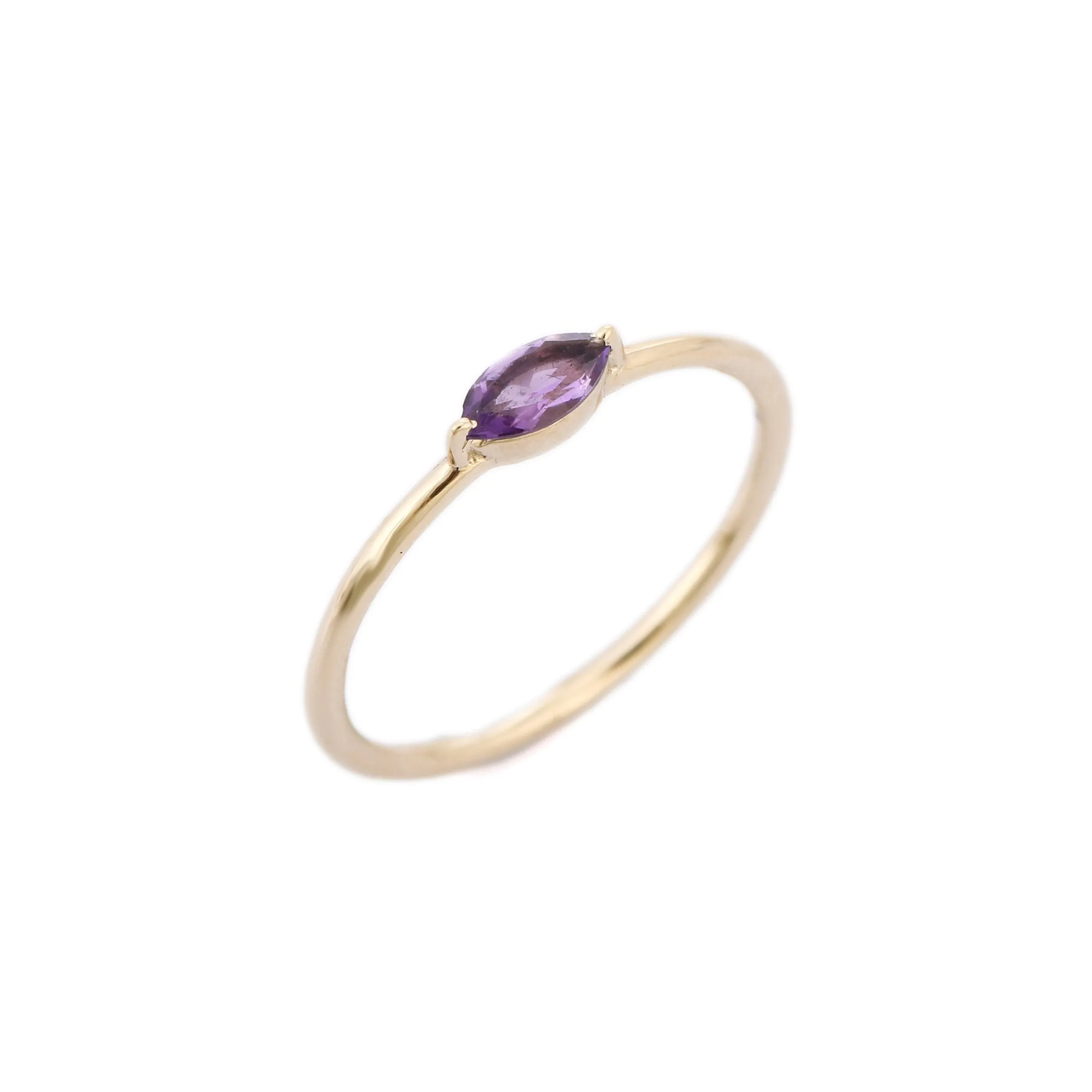 14K Gold Amethyst Stacking Ring