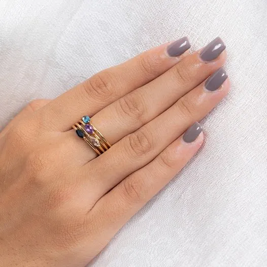 14K Gold Amethyst Stacking Ring