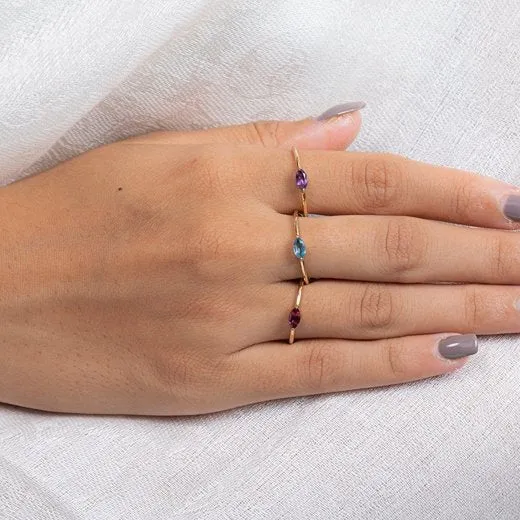 14K Gold Amethyst Stacking Ring