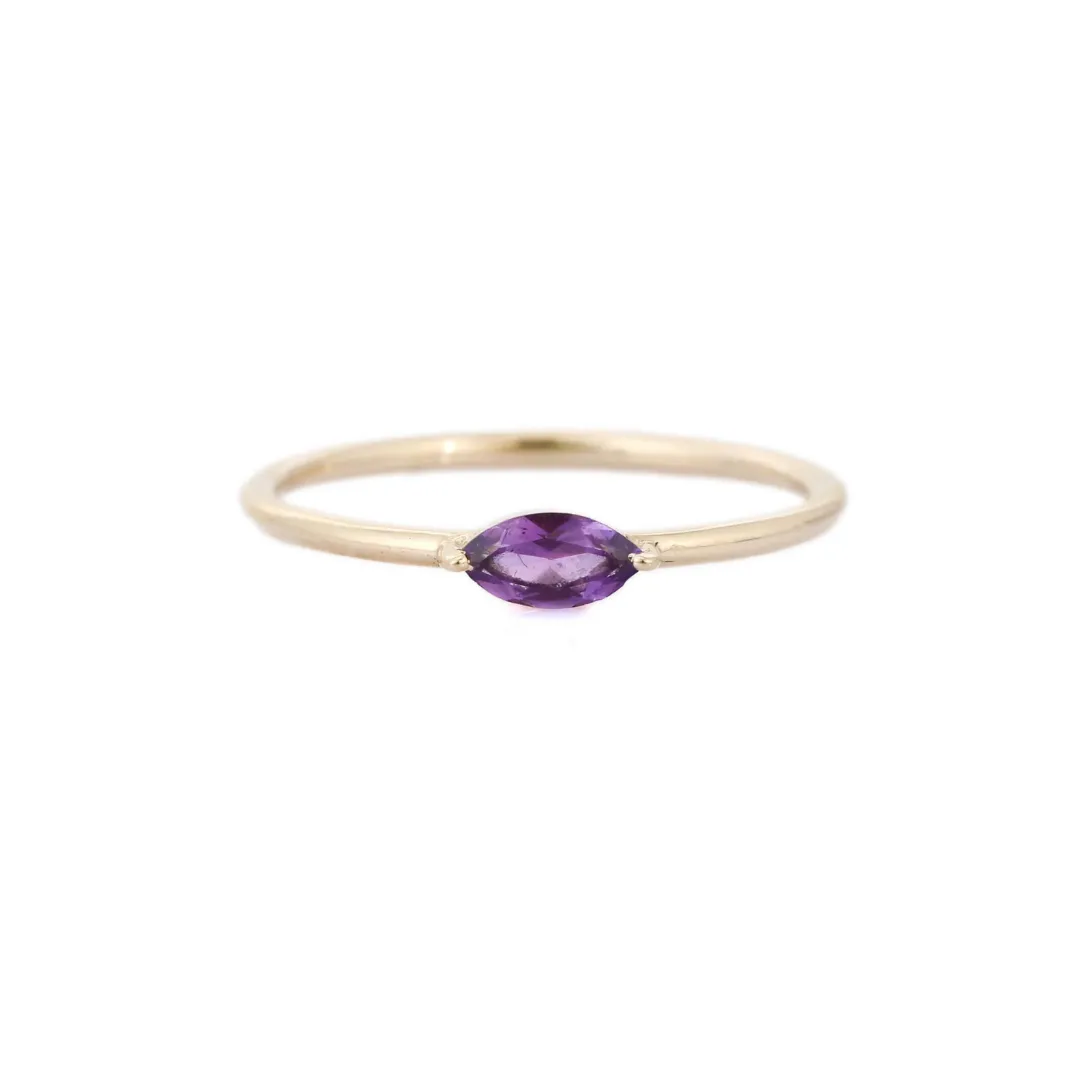 14K Gold Amethyst Stacking Ring