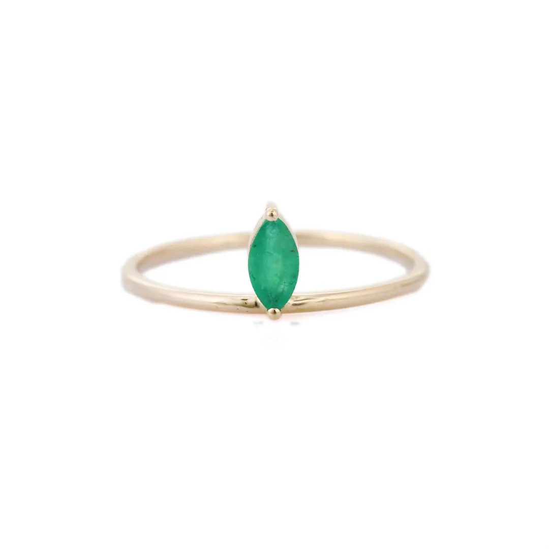 14K Gold Floating Emerald Ring