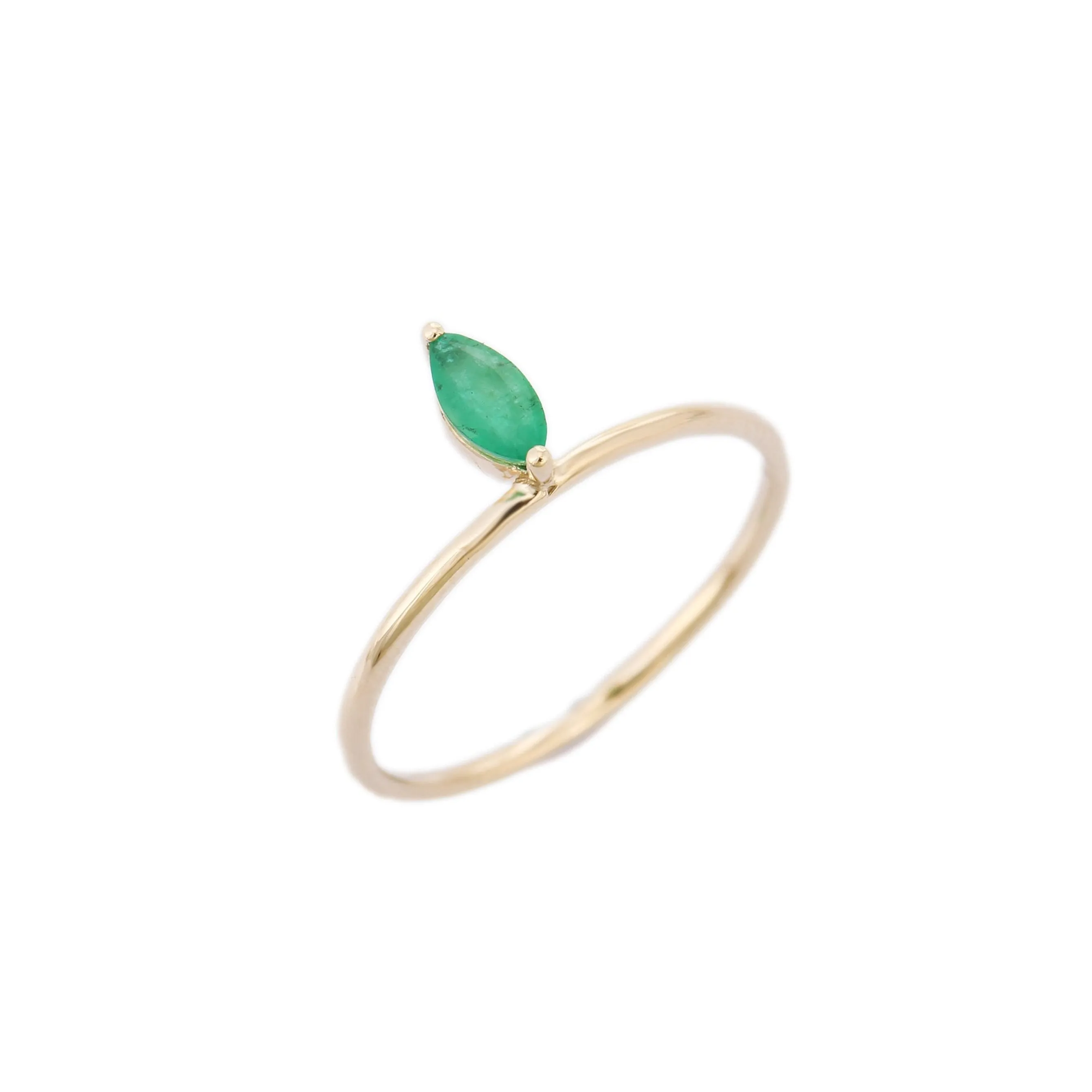 14K Gold Floating Emerald Ring