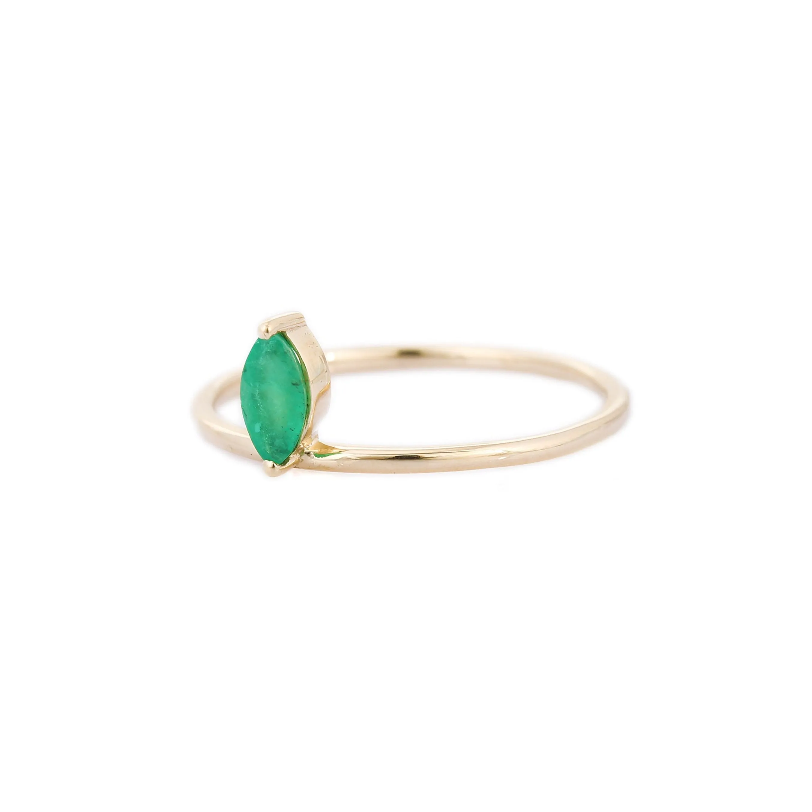 14K Gold Floating Emerald Ring