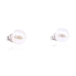 14K WHITE GOLD CULTURED PEARL STUD EARRINGS