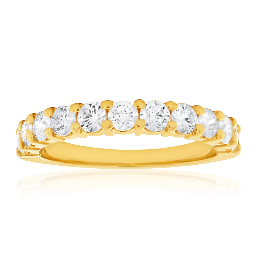 18ct Yellow Gold Ring With 10 Brilliant Cut Diamonds Totalling 1 Carat