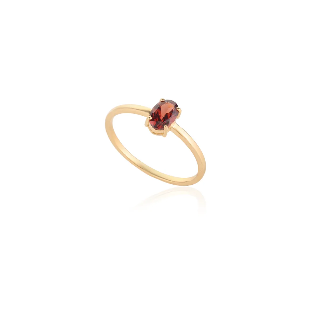 18K Gold Garnet Ring