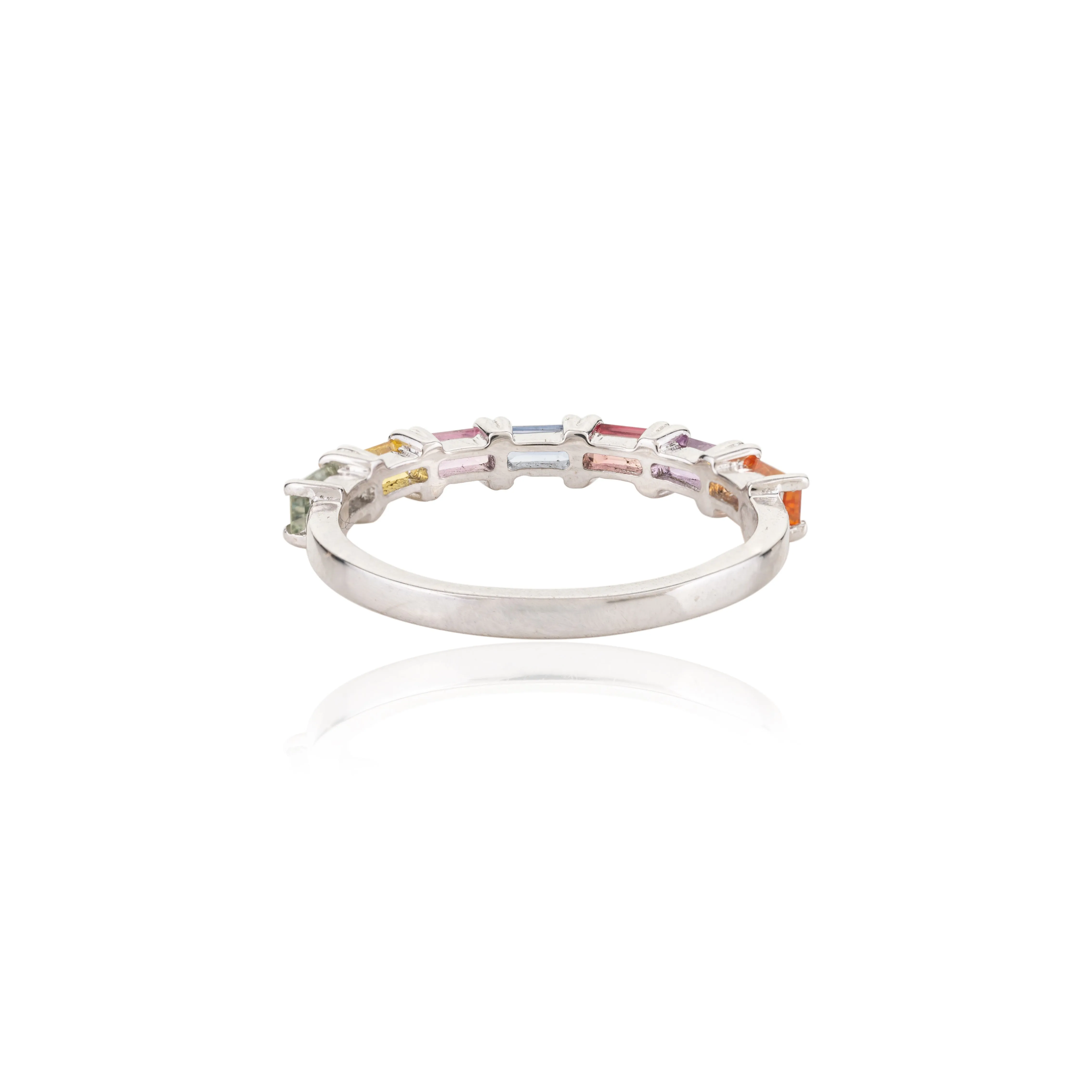 18K Gold Multi Sapphire Half Eternity Band