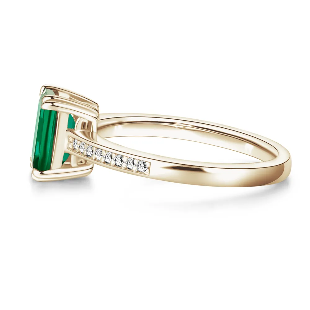 2 CT. Petite Micropavé Emerald-Cut Emerald Ring