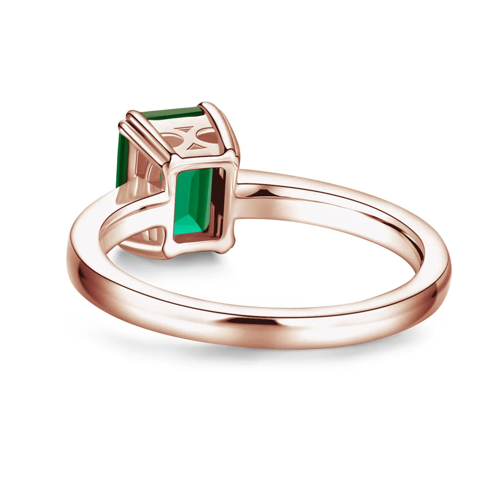 2 CT. Petite Micropavé Emerald-Cut Emerald Ring