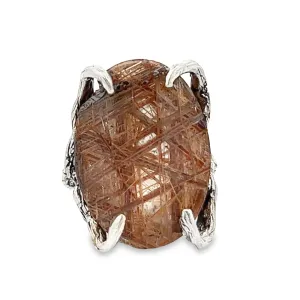 23.5 ct Bronze Rutilated Quartz Sterling Silver Tree Branch Ring