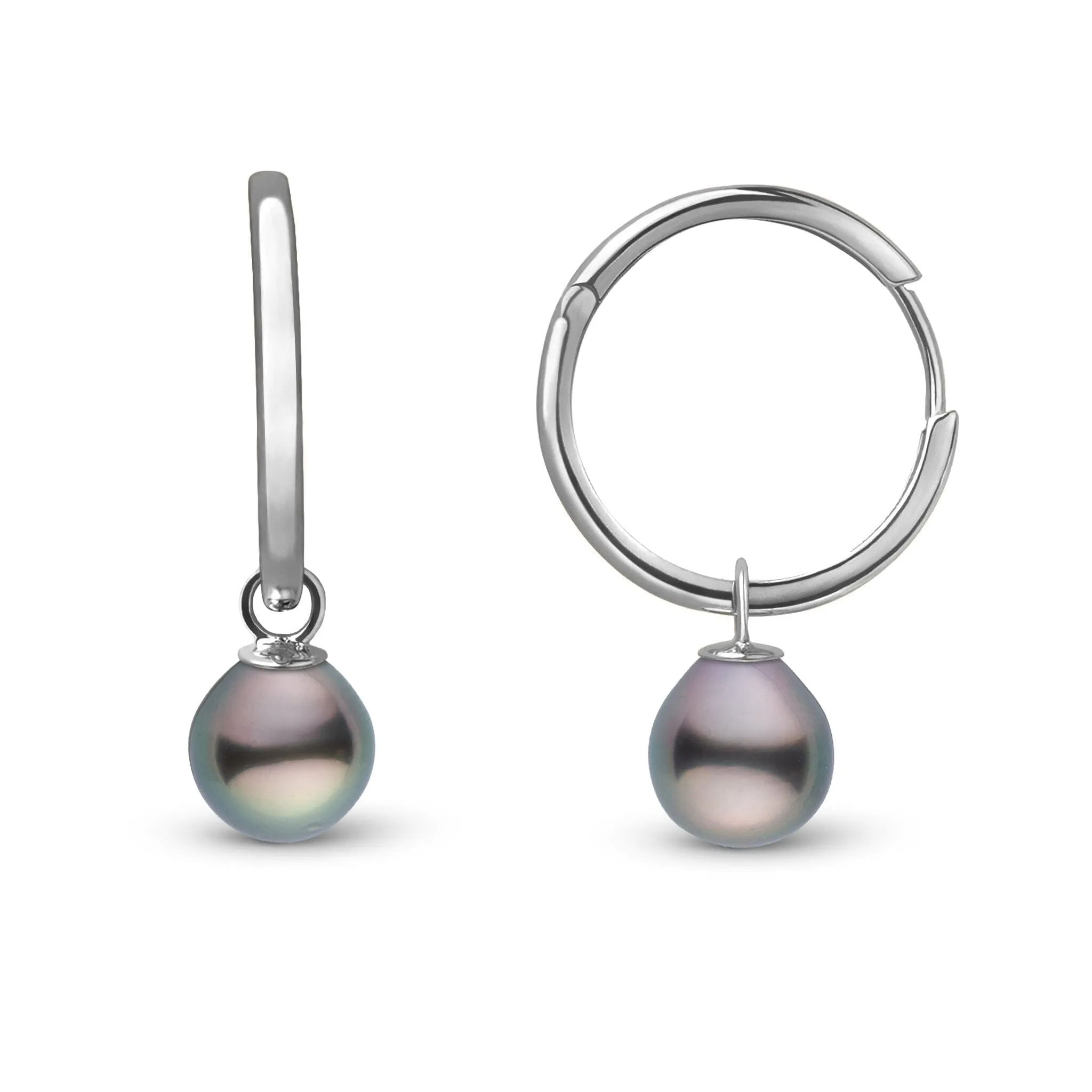 8.0-9.0 mm Tahitian Drop Pearl Endless Hoop Earrings