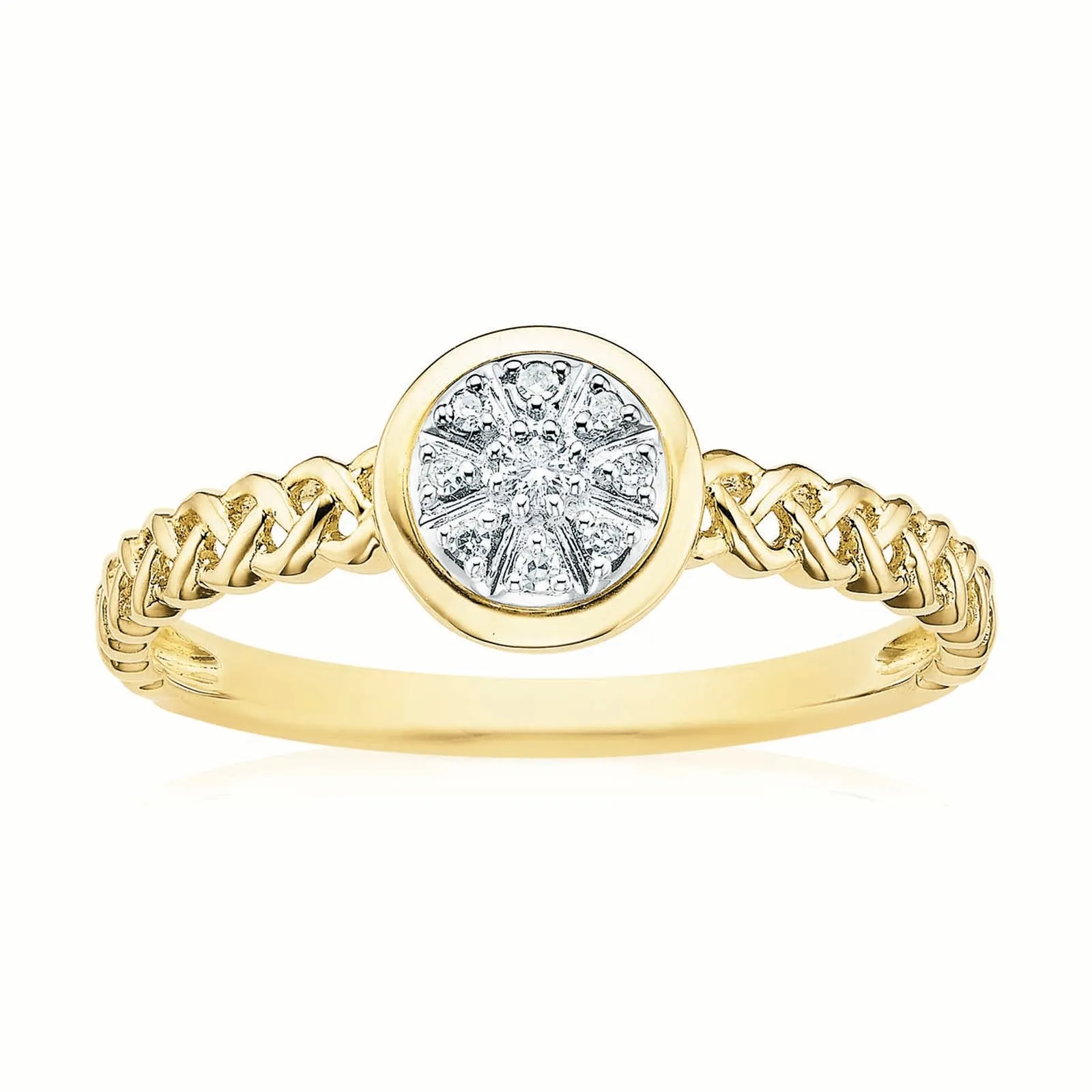 9ct Two Tone Gold  Diamond Set Ring