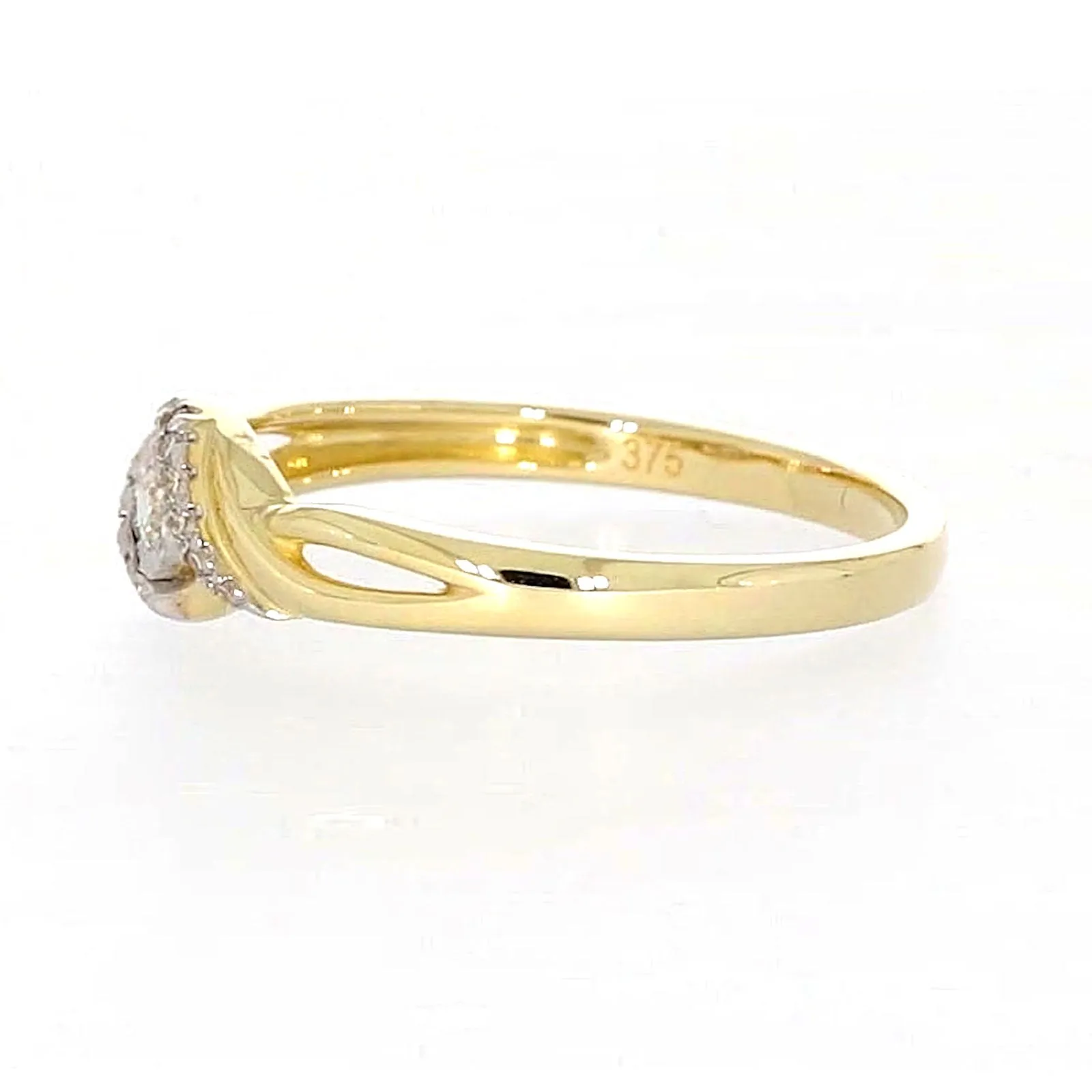 9ct Yellow Gold Round Brilliant Cut with 0.07 CARAT tw of Diamonds Ring