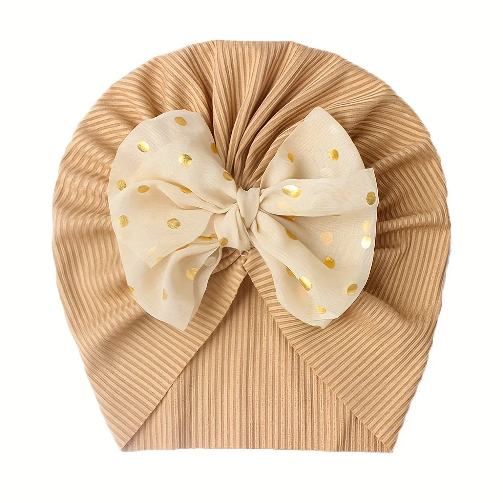 Adorable 1pc Baby Hat with Threaded Bow Headband