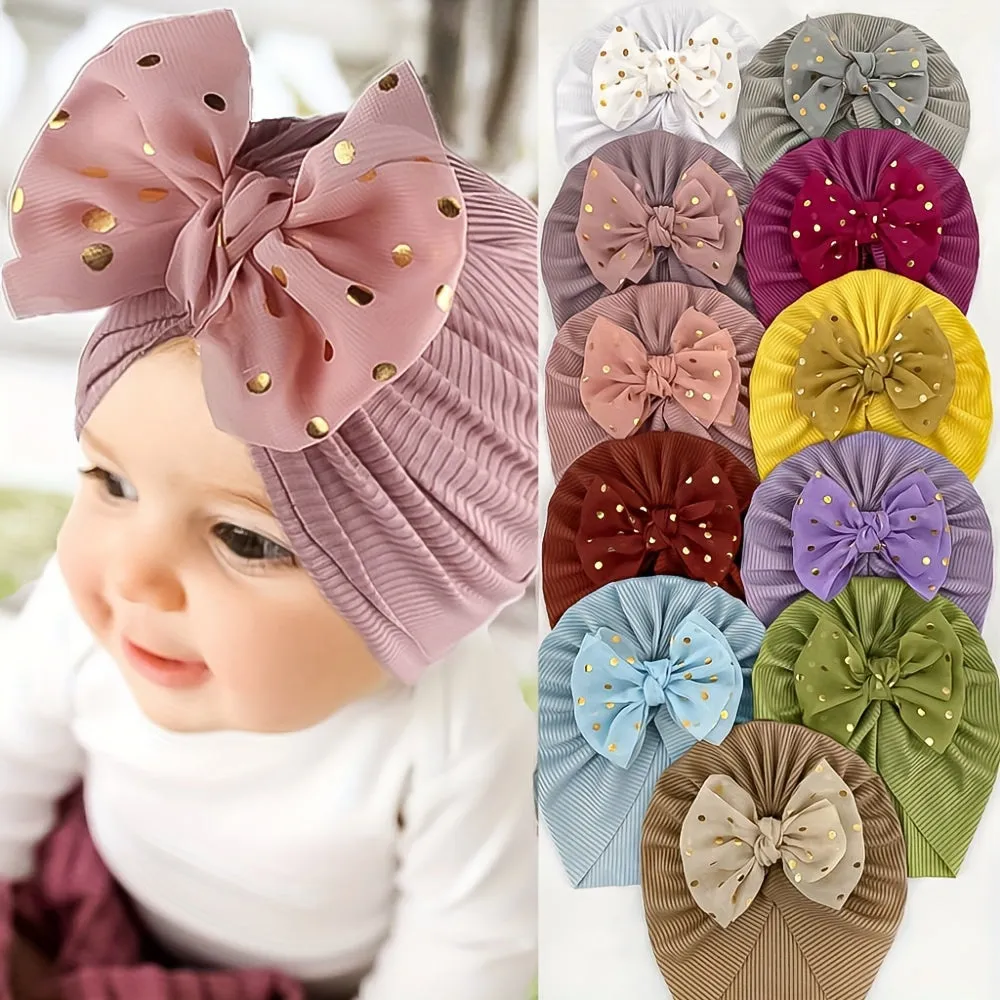 Adorable 1pc Baby Hat with Threaded Bow Headband