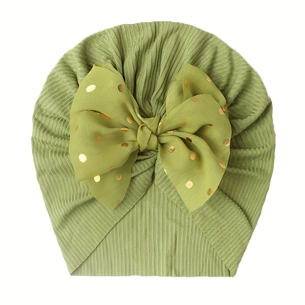 Adorable 1pc Baby Hat with Threaded Bow Headband