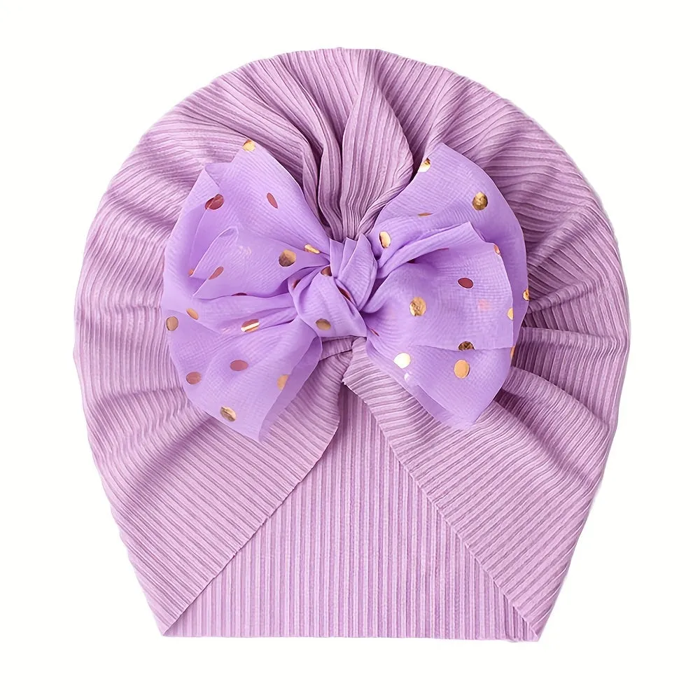 Adorable 1pc Baby Hat with Threaded Bow Headband