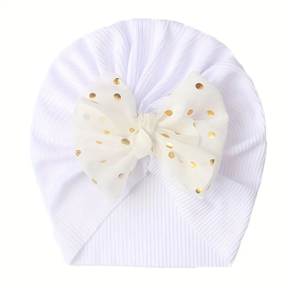 Adorable 1pc Baby Hat with Threaded Bow Headband