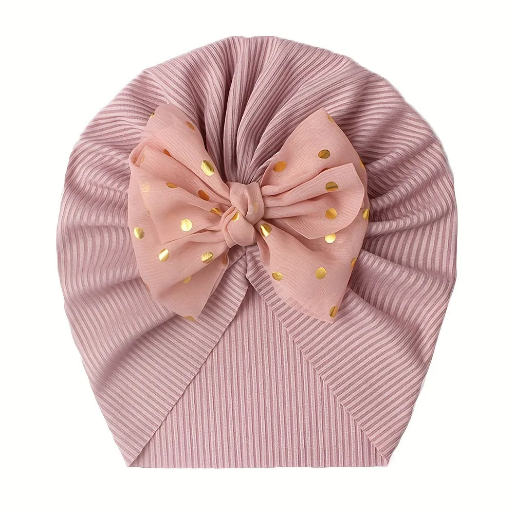 Adorable 1pc Baby Hat with Threaded Bow Headband