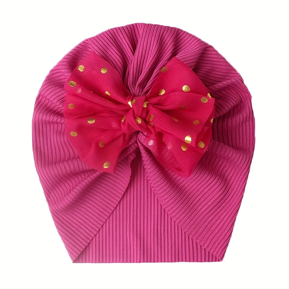 Adorable 1pc Baby Hat with Threaded Bow Headband