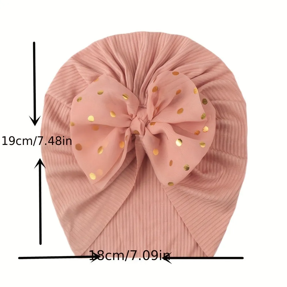 Adorable 1pc Baby Hat with Threaded Bow Headband