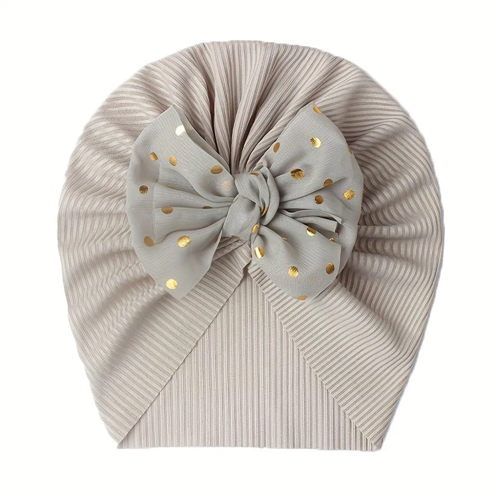 Adorable 1pc Baby Hat with Threaded Bow Headband