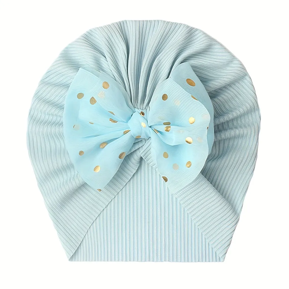 Adorable 1pc Baby Hat with Threaded Bow Headband