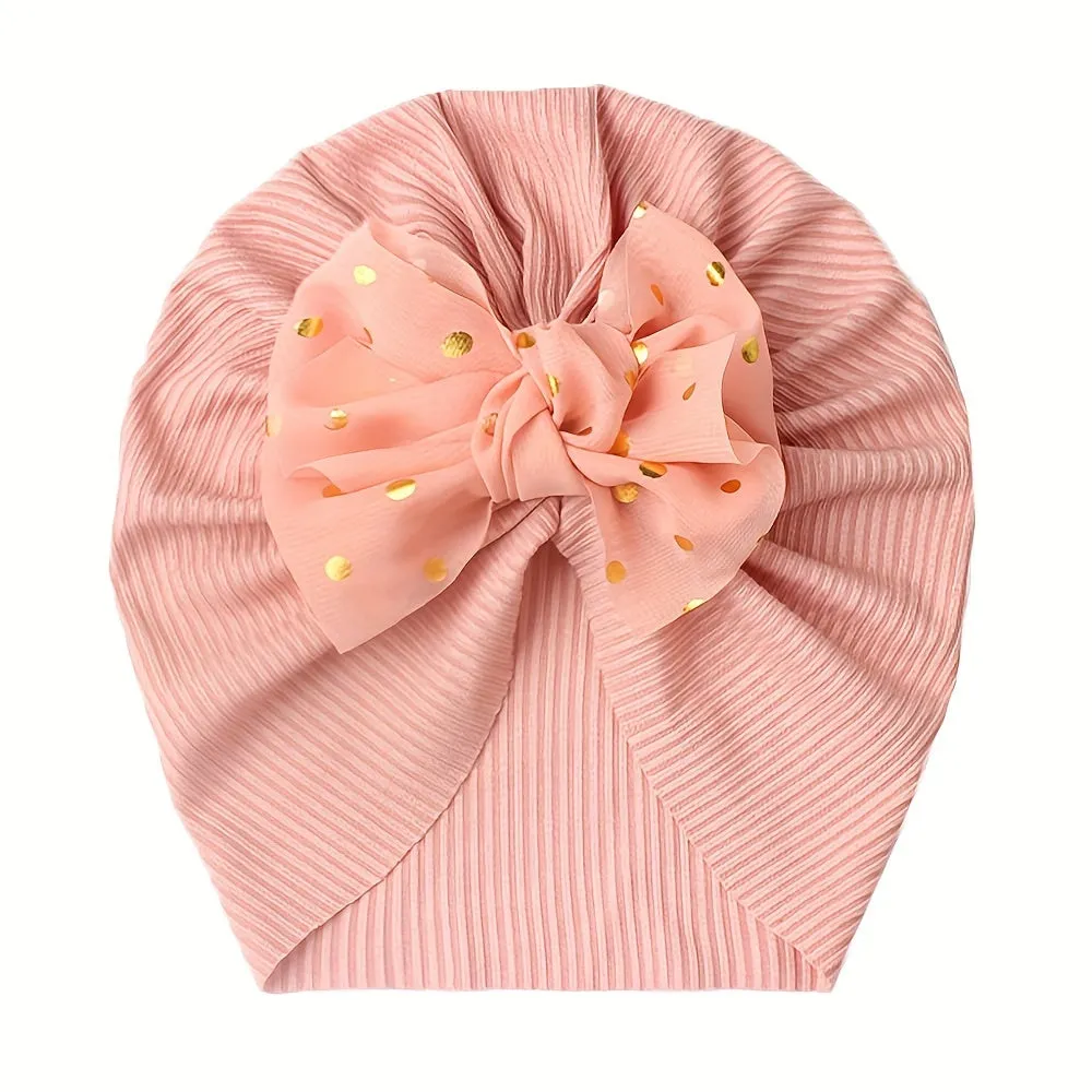 Adorable 1pc Baby Hat with Threaded Bow Headband