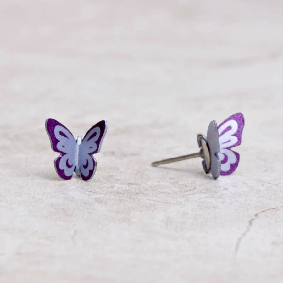 Amethyst Butterfly Post Earrings