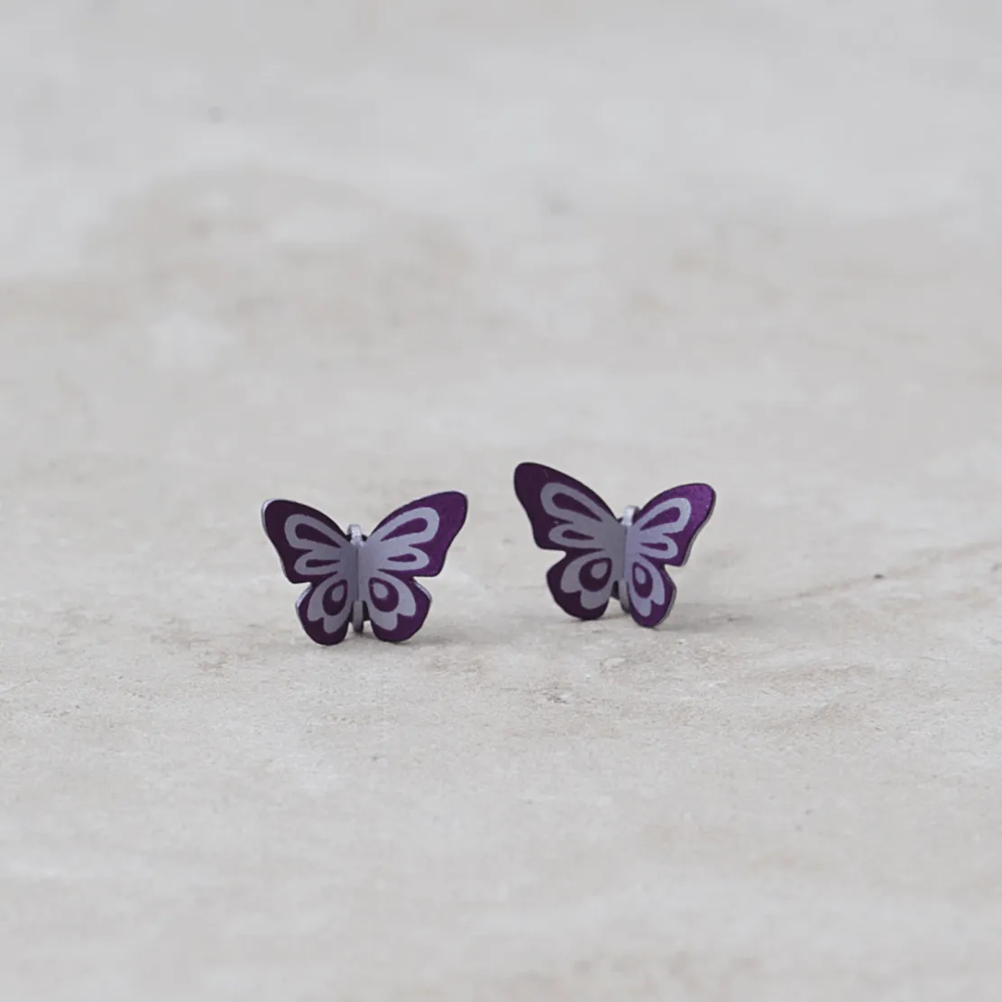 Amethyst Butterfly Post Earrings