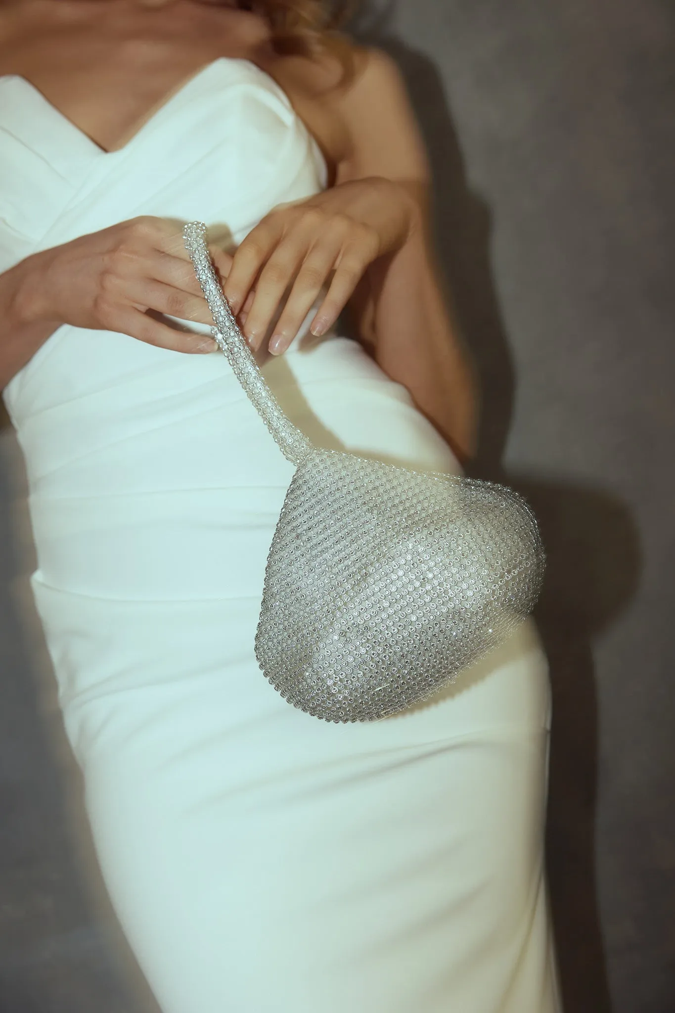 Amore Diamante Mesh Bag Silver