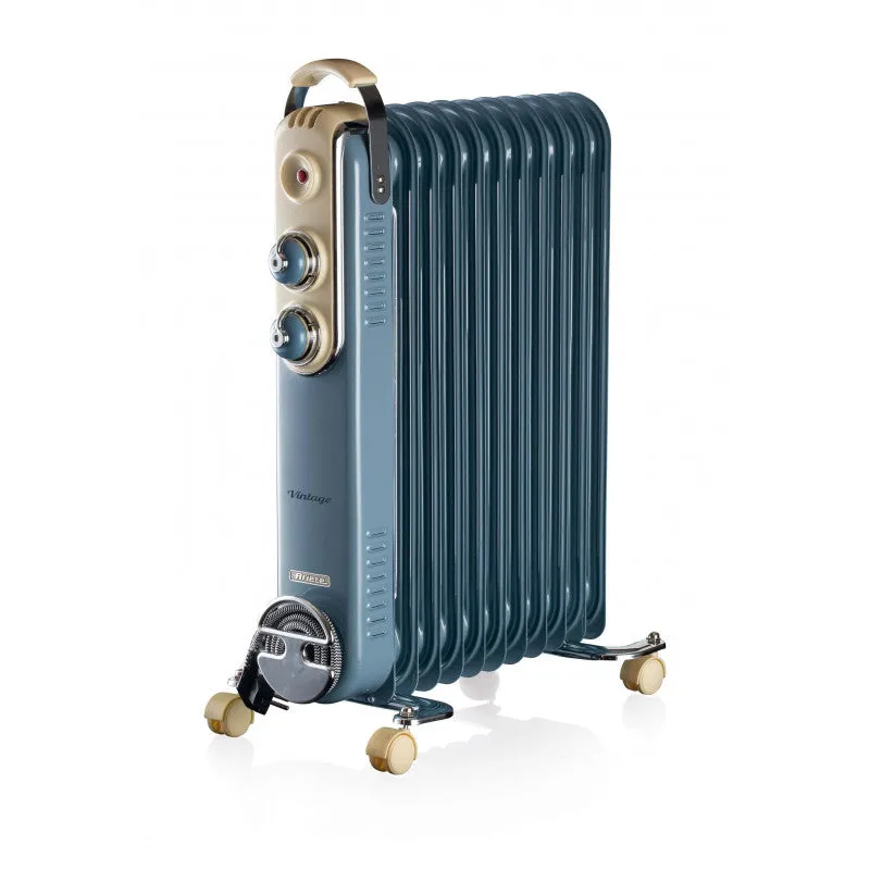 Ariete, Vintage Oil Radiator with 11 Heating Elements, 2500W, Swivel Wheels, Blue