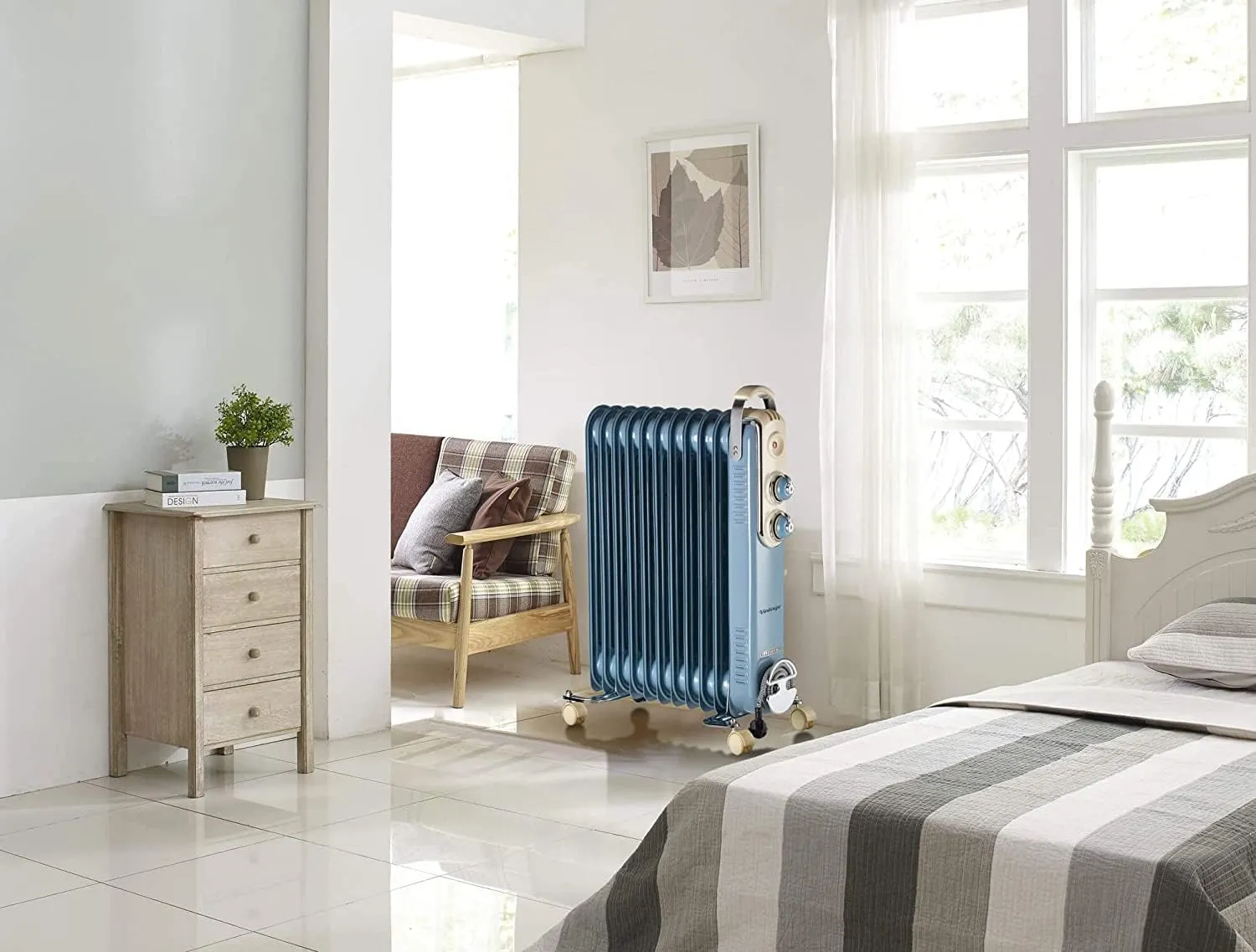 Ariete, Vintage Oil Radiator with 11 Heating Elements, 2500W, Swivel Wheels, Blue