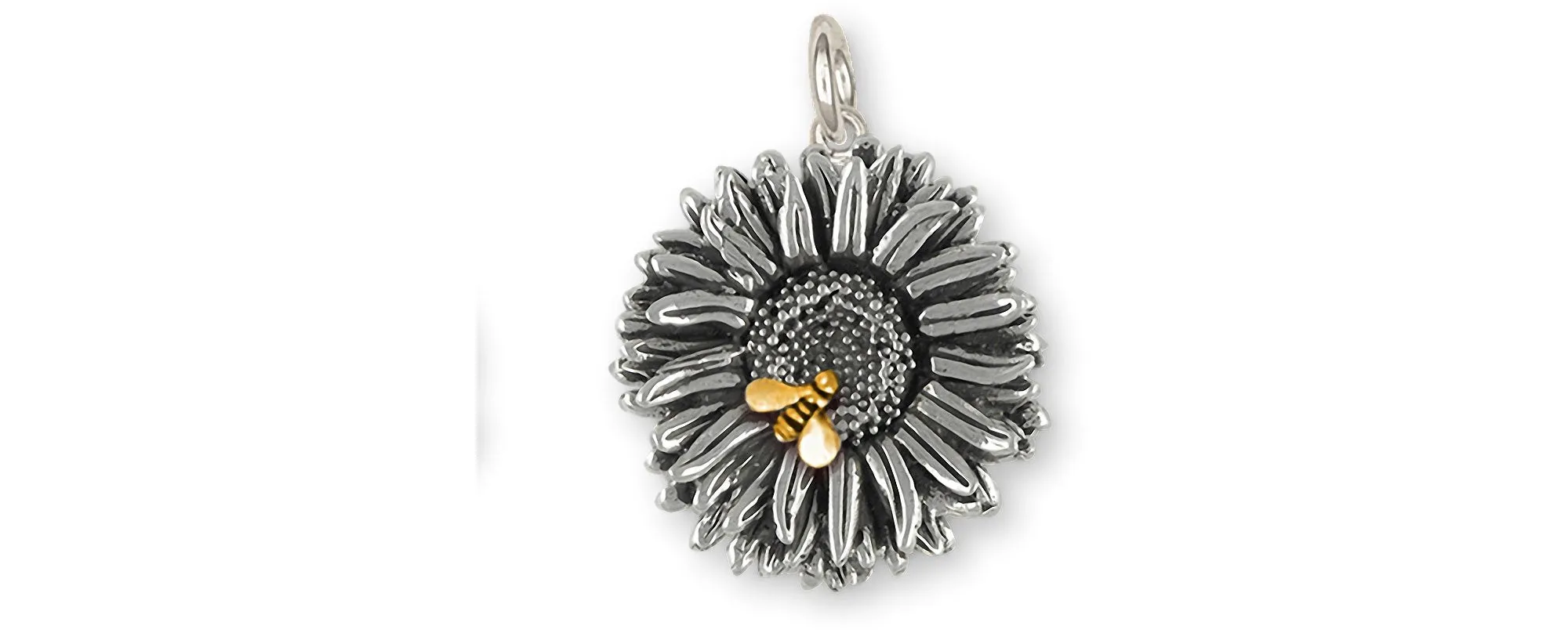 Aster Jewelry Silver And 14k Gold Handmade Aster Flower Charm  AST1-BEEC