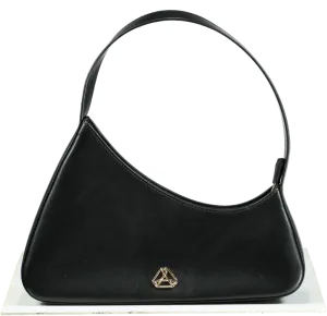 Aupen Black Leather Shoulder Bag