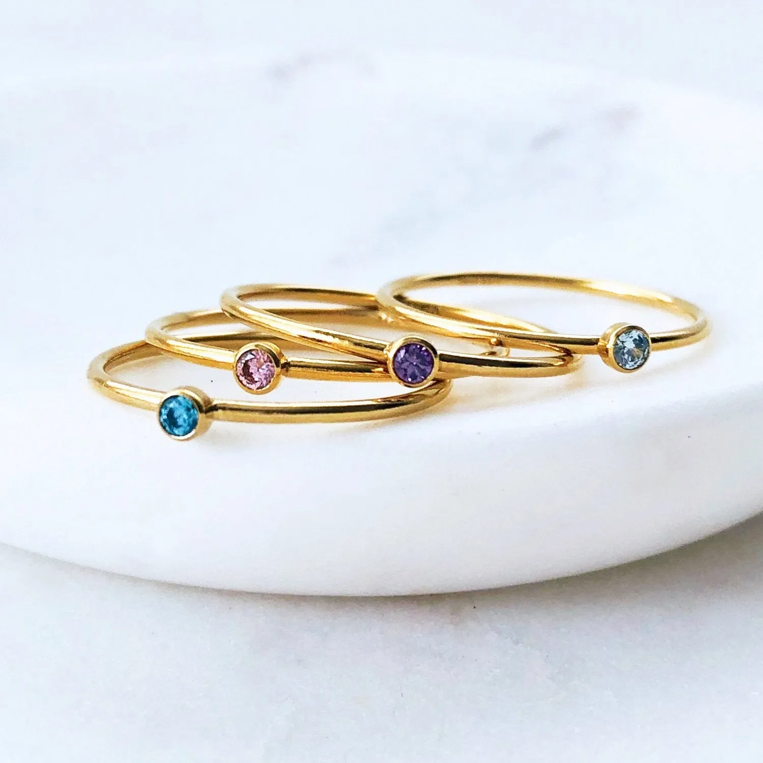 Birthstone Stacking Gold Ring