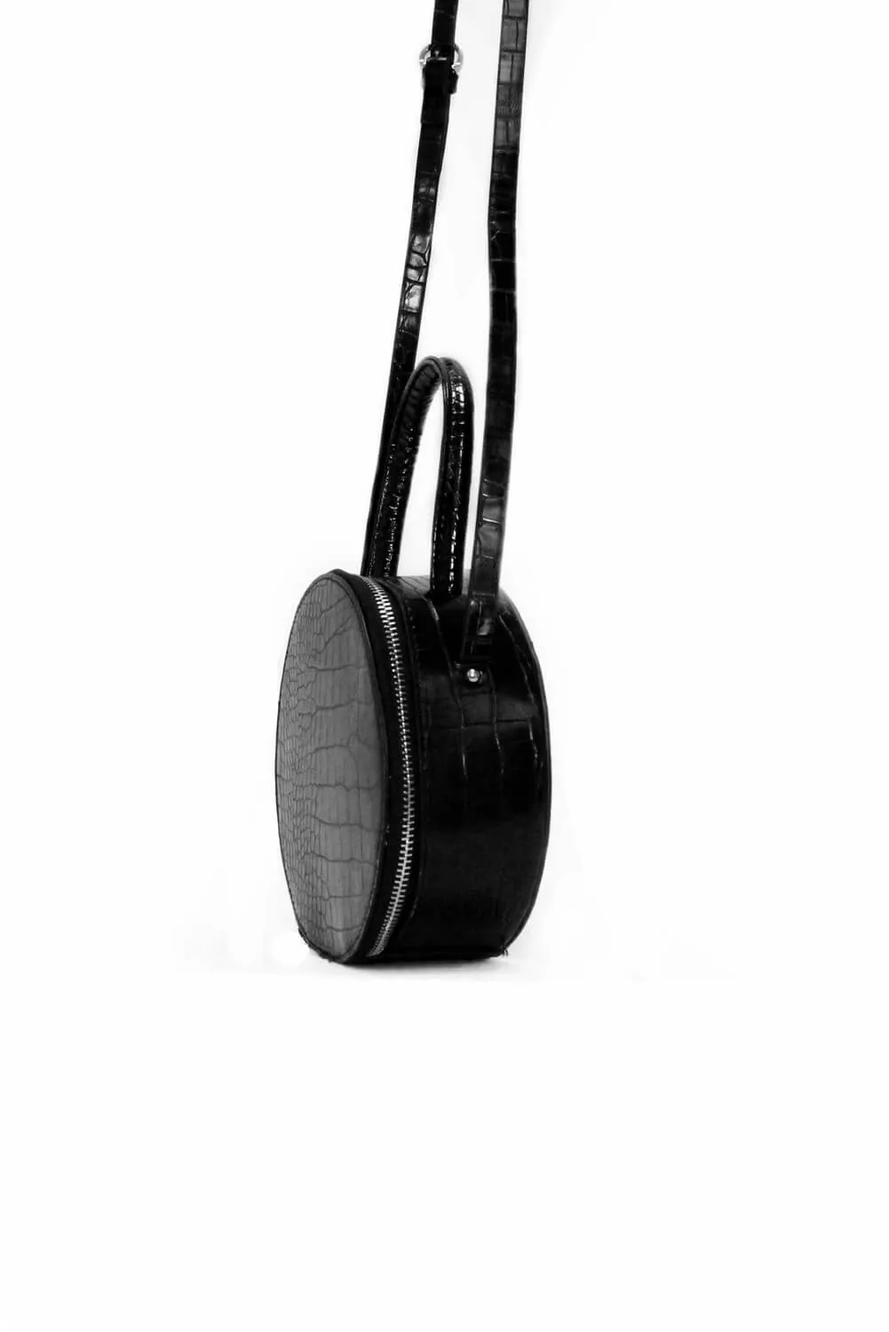 Black Circular Croc Bag