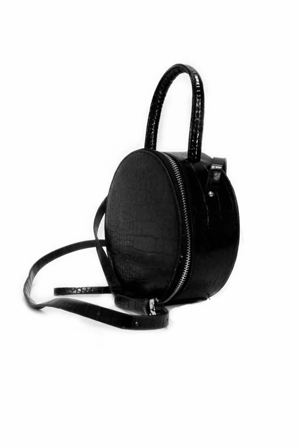 Black Circular Croc Bag