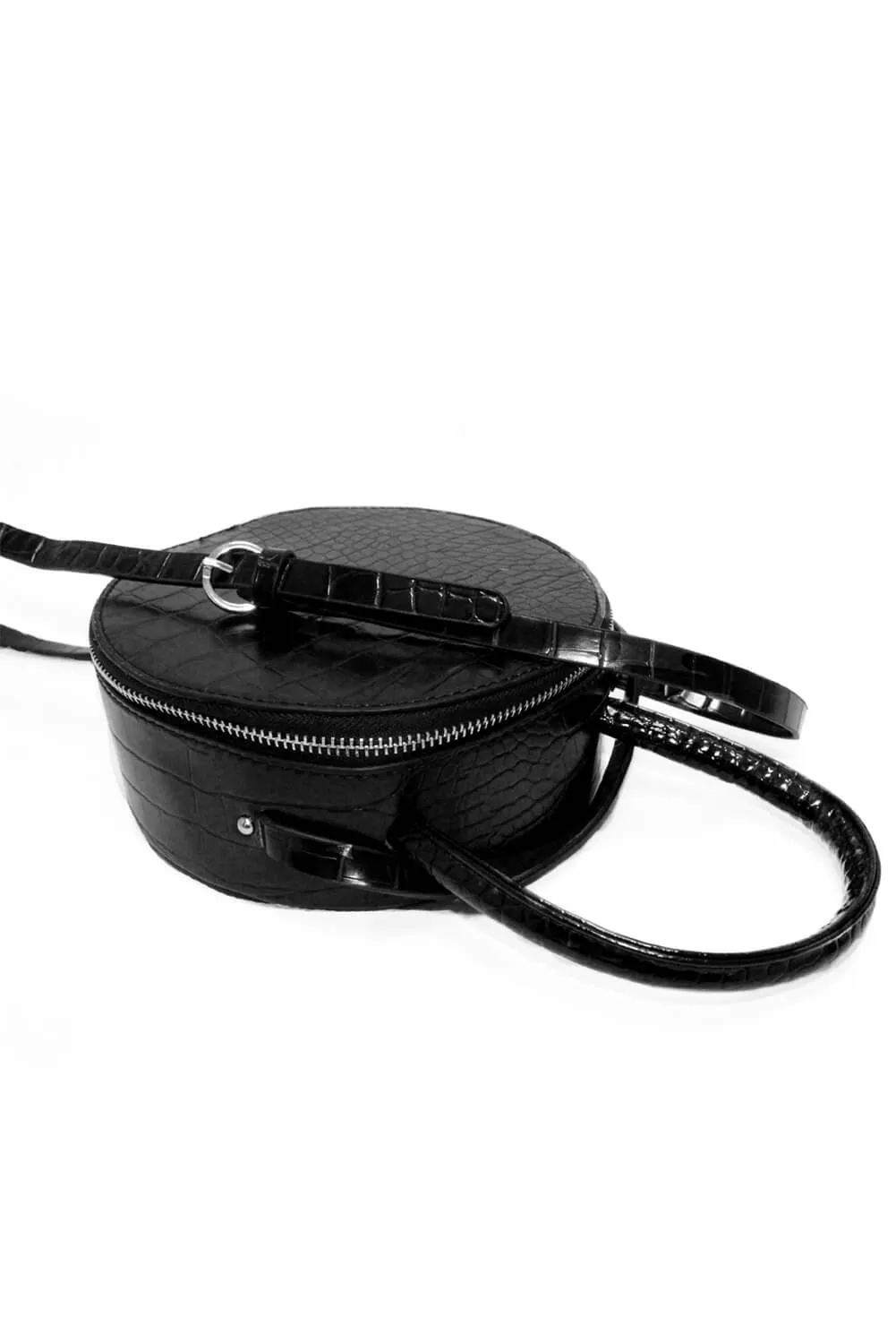 Black Circular Croc Bag