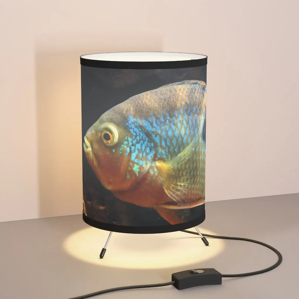 Brown and Orange Fish Tripod Lamp with High-Res Printed Shade, US\CA plug