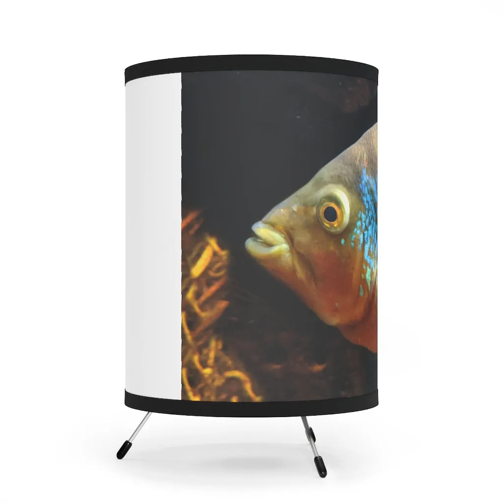 Brown and Orange Fish Tripod Lamp with High-Res Printed Shade, US\CA plug