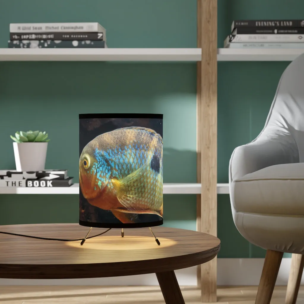 Brown and Orange Fish Tripod Lamp with High-Res Printed Shade, US\CA plug