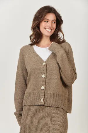 Cashmere Blend Cardigan - Khaki