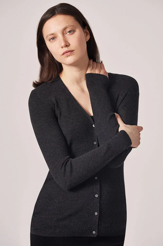 CASHMERE / SILK RIB CARDIGAN