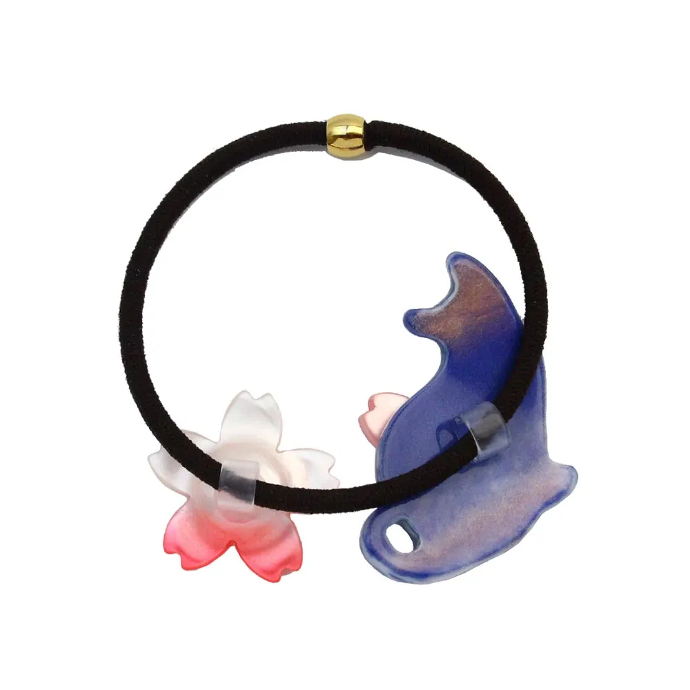 Cat and Cherry Blossom Ponytail Holder