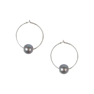 Chan Luu Petite Silver Hoop Earrings with Peacock Pearl