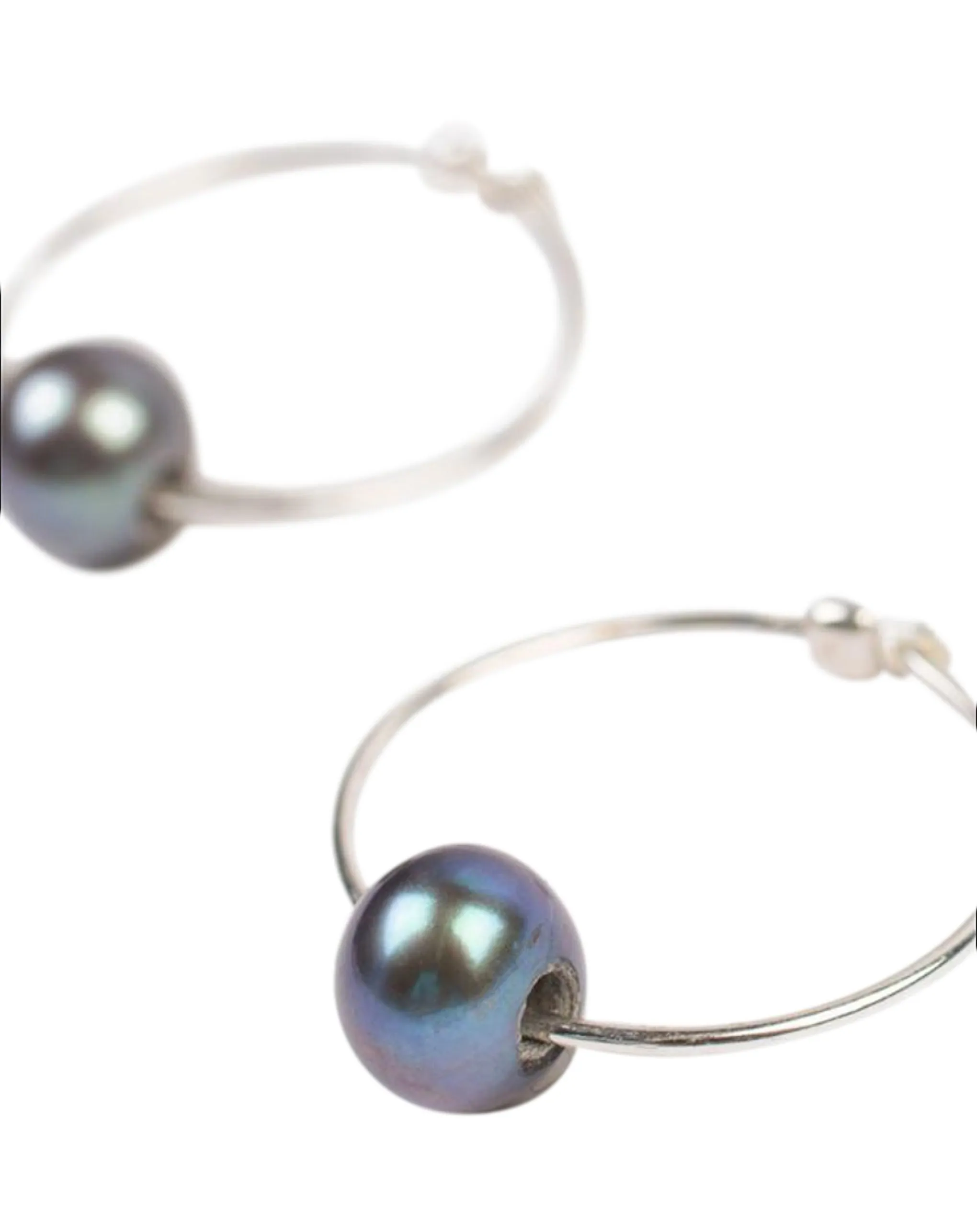 Chan Luu Petite Silver Hoop Earrings with Peacock Pearl