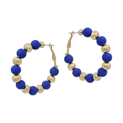 Clay Ball   Gold Bead Latch Hoop Earring