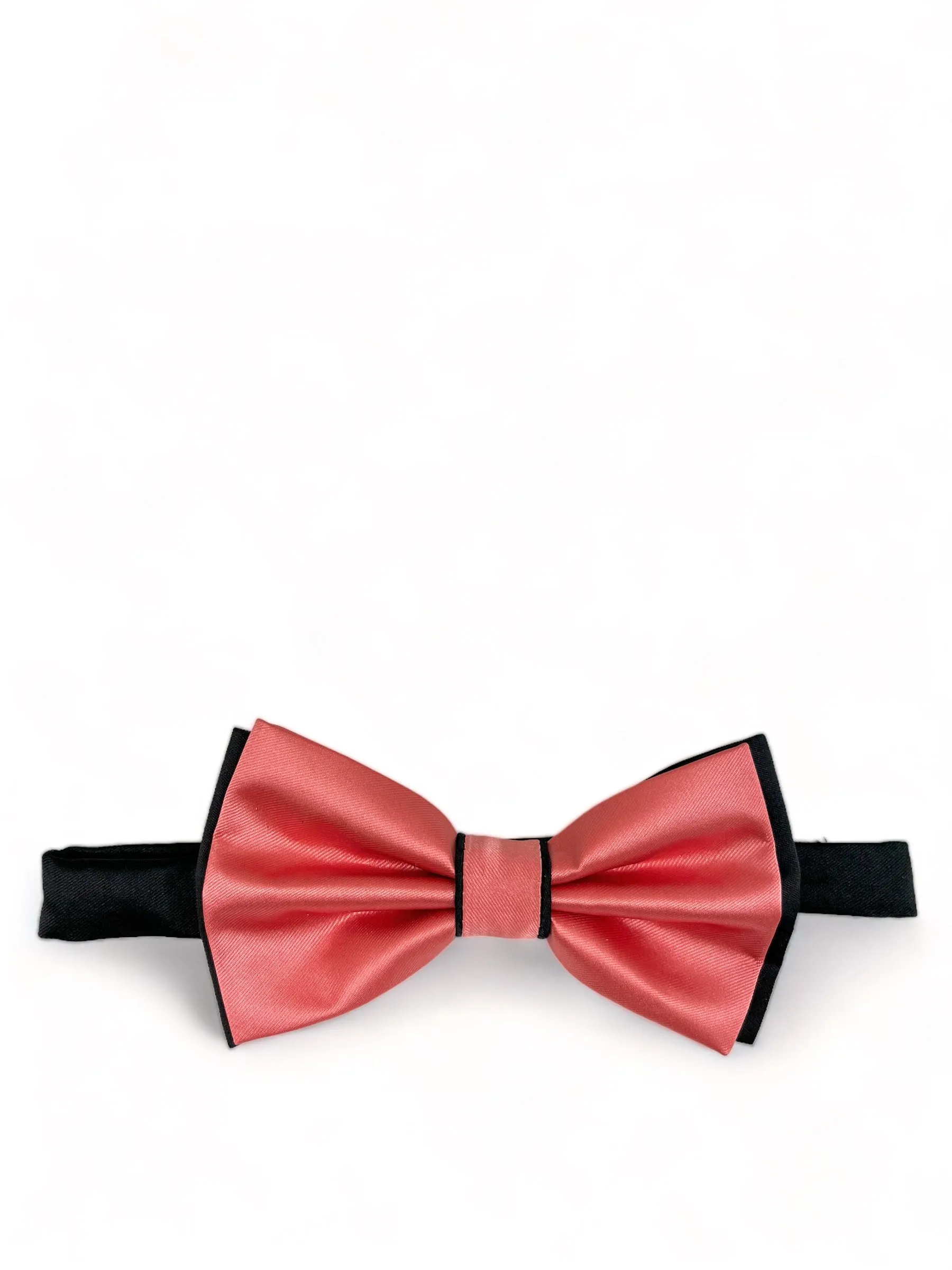 Coral and Black Bow Tie with 2 Pocket Squares